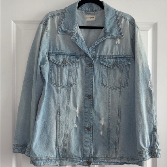 Light Blue Wash Jean Jacket Size XL - Picture 8 of 9